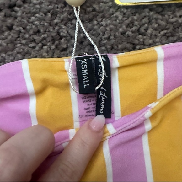 NWT For Love & Lemons Pink Orange Striped Bikini Bottoms Size Extra Small XS - Picture 5 of 5
